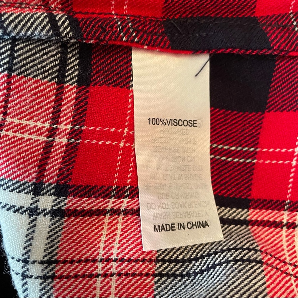 Only Line Red Plaid Women’s Shirt 10 Long Sleeve Button Down - Picture 8 of 12